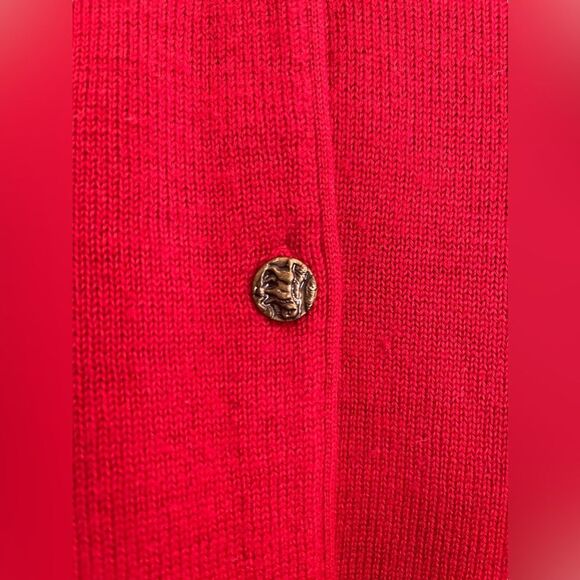 Lady Arrow Collection 100% Wool Cardigan Sweater Red Green Gold buttons Size 38 - Picture 4 of 7